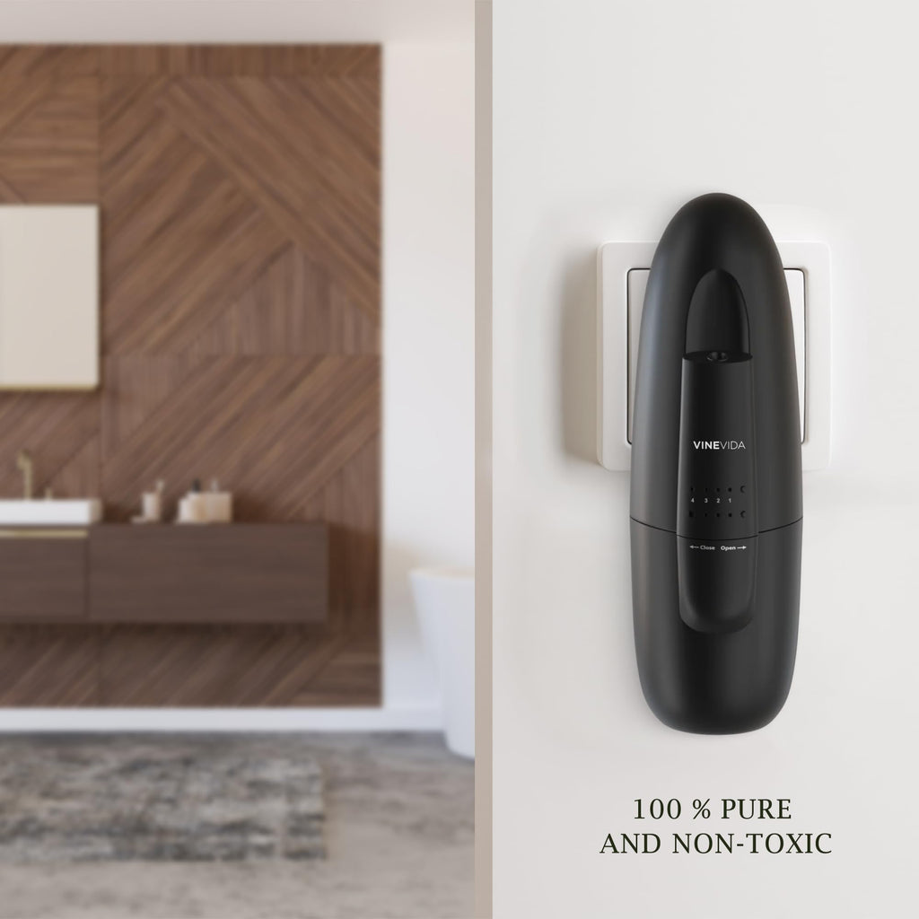 VINEVIDA Studio Plug in Waterless Diffuser and 3 Hotel Fragrance Oils - Essential Oil Diffuser for Home - Room Fragrance Air Diffuser [Black Scent Machine]