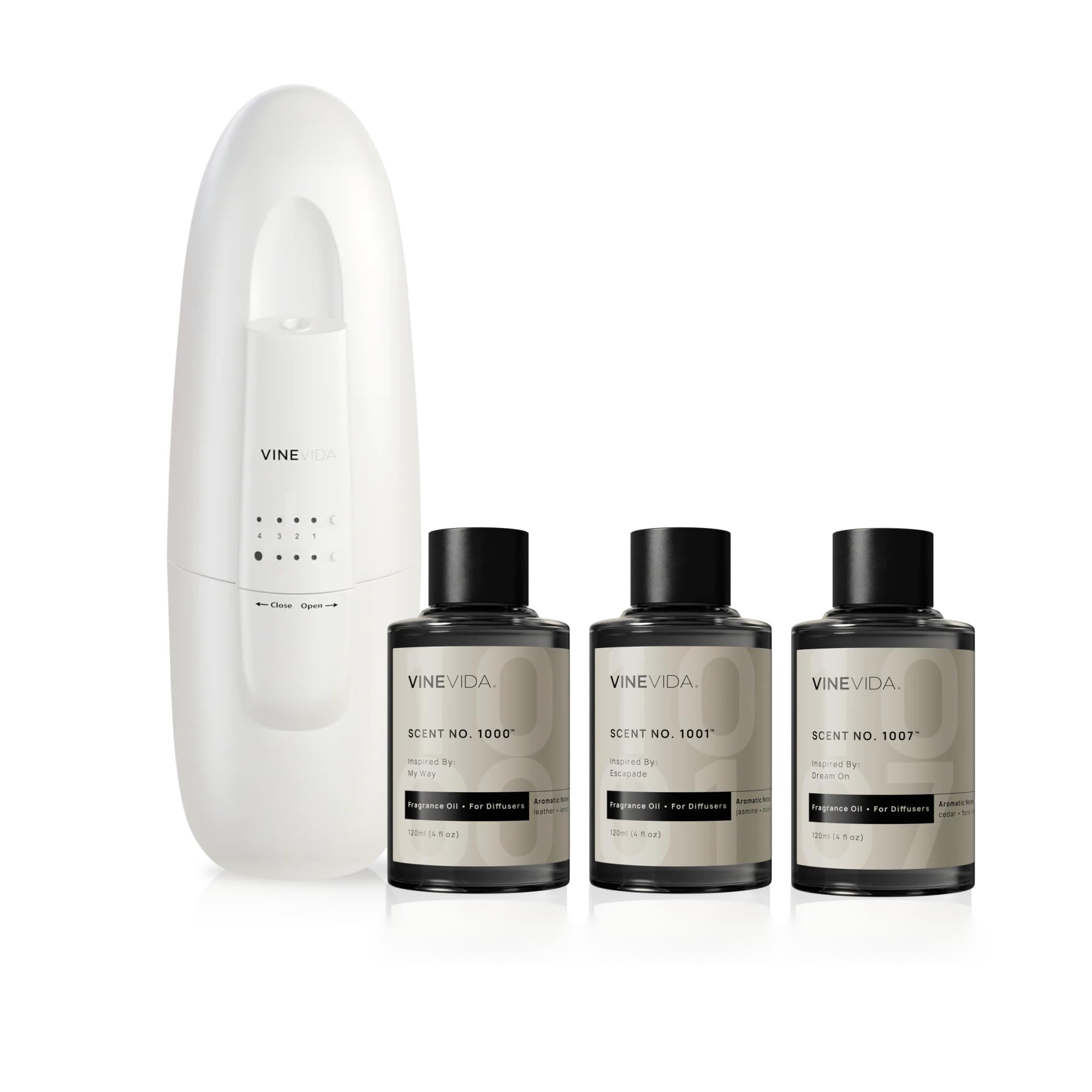 VINEVIDA Studio Plug in Waterless Diffuser and 3 Hotel Fragrance Oils - Essential Oil Diffuser for Home - Room Fragrance Air Diffuser [Black Scent Machine]