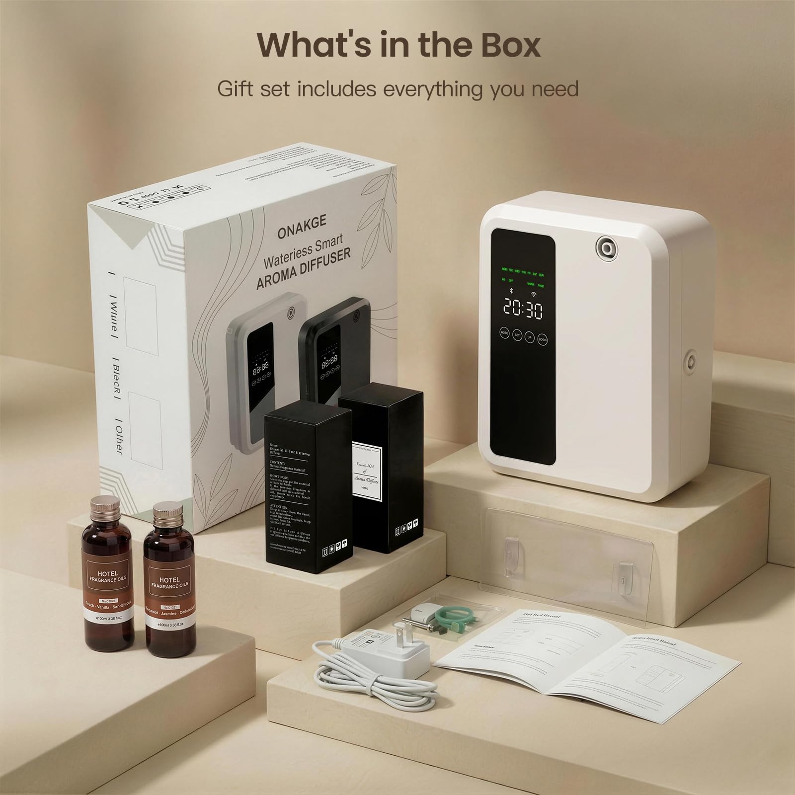 Waterless Essential Oil Diffuser for Large Room, 500ml Hotel Scent Diffuser, Cold Air Scent Machine, Covers Up to 3500 Sq Ft, Smart App Control, Wall Mounted, Fragrance Diffuser for Office Spa Home