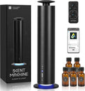Waterless Scent Diffuser Starter Kit with 5 Oils - Smart APP Cold Air Scent Machine, Up to 2000 Sq Ft for Homes, Offices, Hotels and Spas- Quiet Essential Oil Diffuser, 8H Battery, 3-Color Light,Black