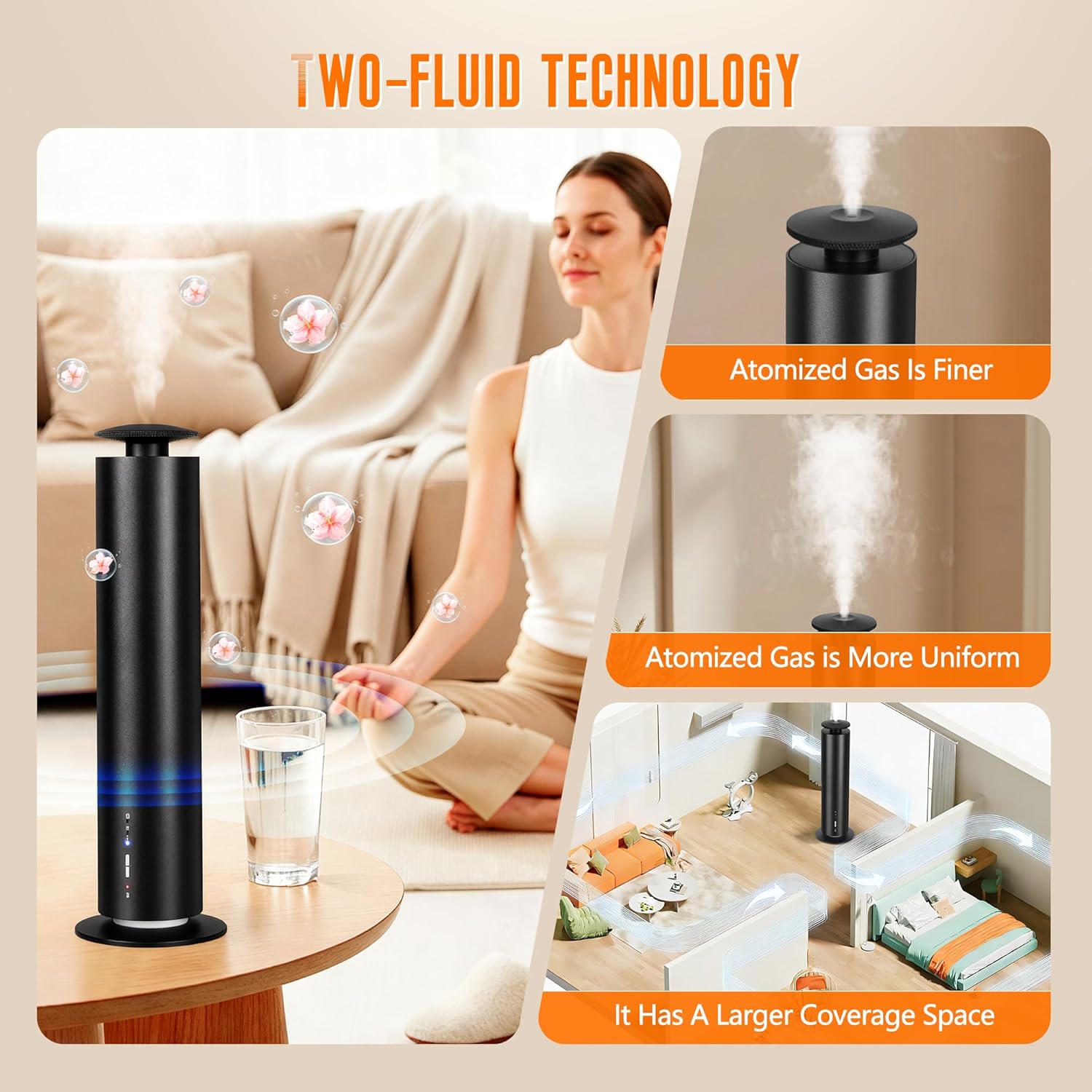 Waterless Scent Diffuser Starter Kit with 5 Oils - Smart APP Cold Air Scent Machine, Up to 2000 Sq Ft for Homes, Offices, Hotels and Spas- Quiet Essential Oil Diffuser, 8H Battery, 3-Color Light,Black